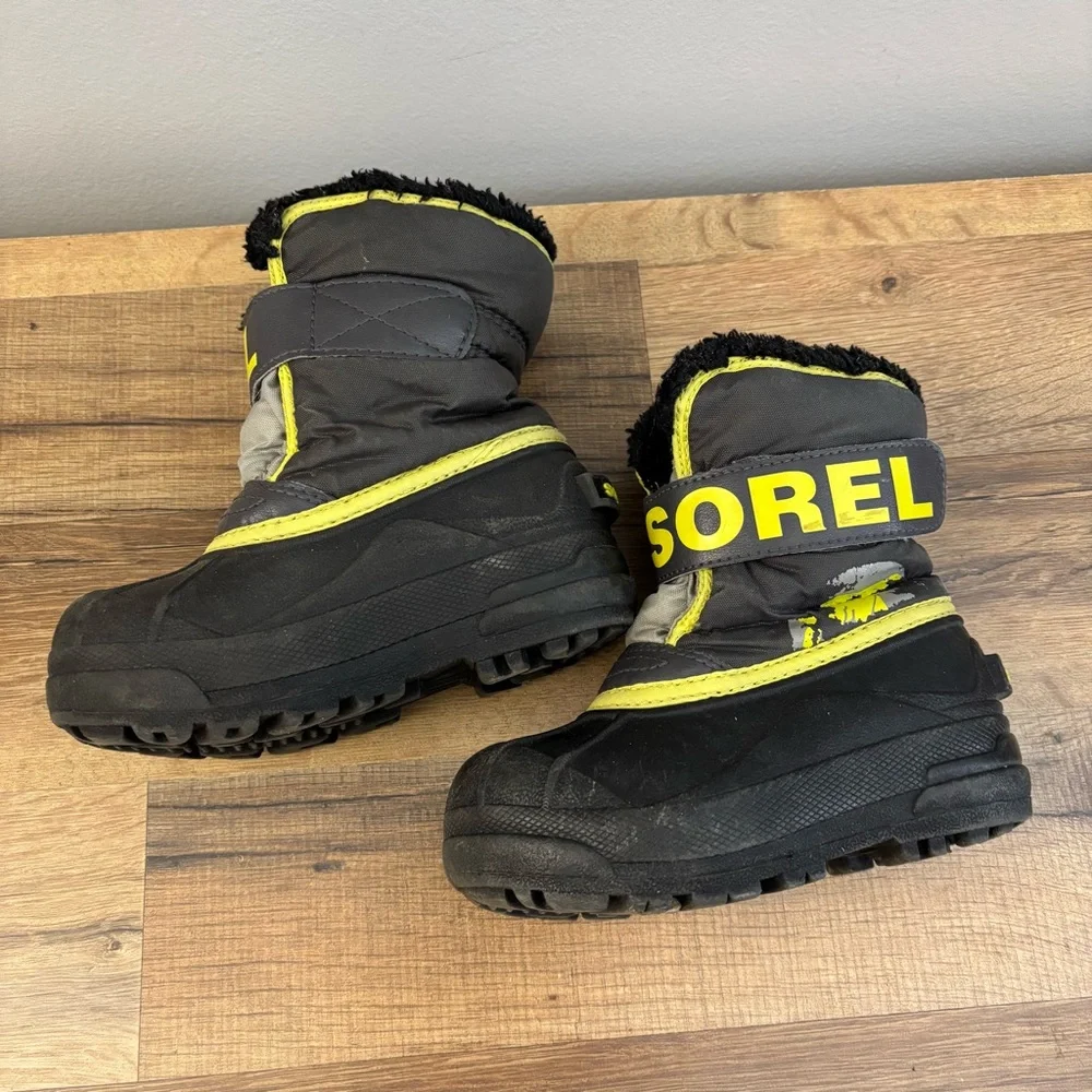 Sorel Kids Black and Yellow Snow Boots